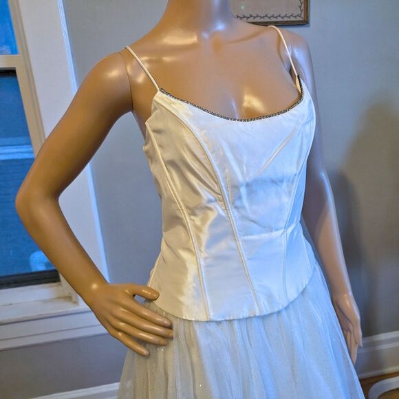 Vintage Y2K Gunne Sax Prom Gown Corset Rhinestone Glitter Princess Bridal 11 - Picture 3 of 12